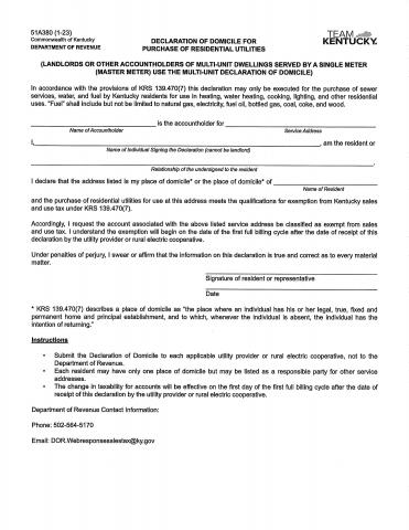 Declaration of Domicile